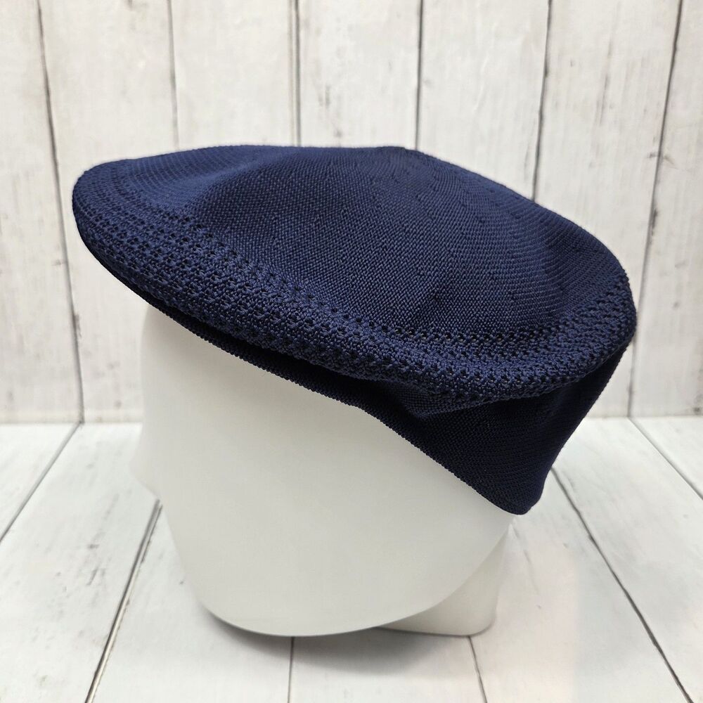Kangol Ventair 504 Newspaper Boy Cap Flat Cap England Size Large Navy Blue GUC